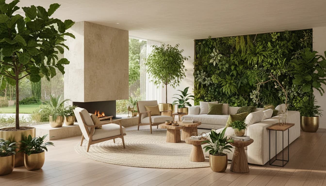 Nature-inspired interior decoration with plants and natural materials - AI Decoration App